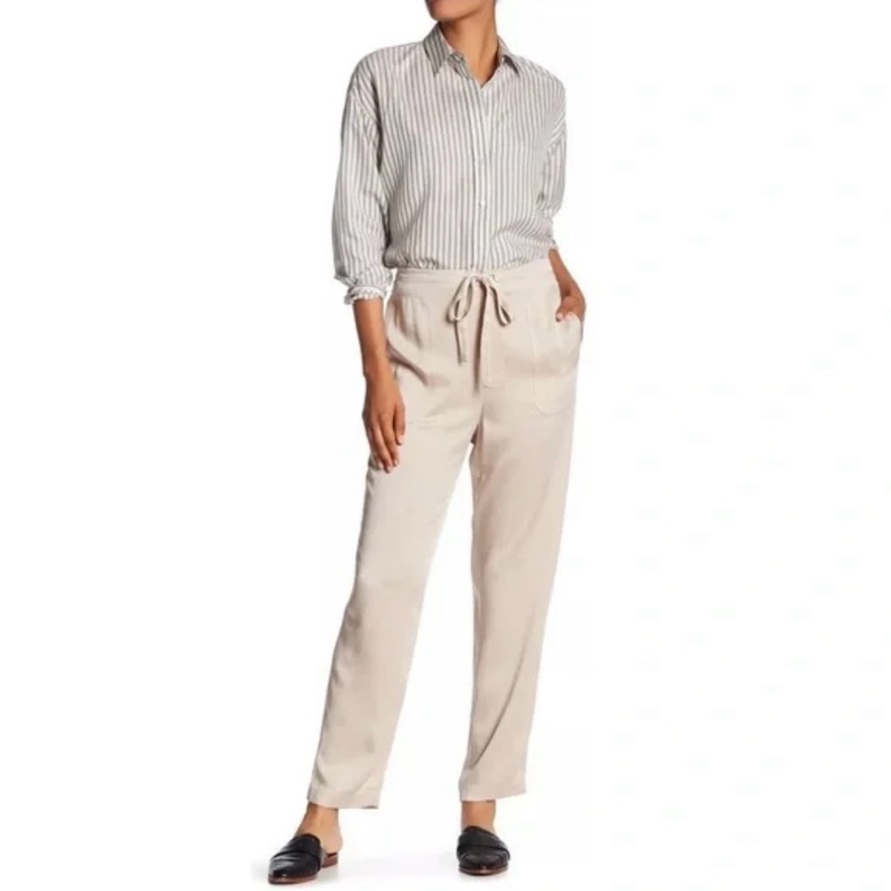 Vince Womens Patch Pocket Pull-On Satin Tapered Trouser Pant Sz Small Beige